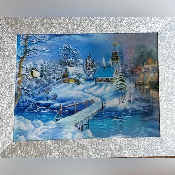 Vintage Hologram Picture Optical Illusion Storybook Cottage Lighthouse Fairycore
